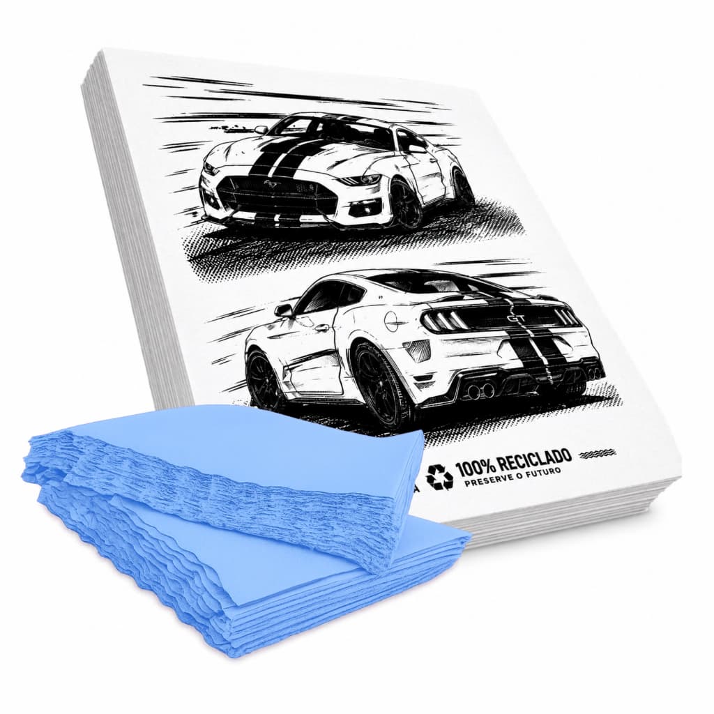 Kit 4kg Papel Mustang + 100 Lixocar Azul bebe Liso Para Automotivo lava rápido