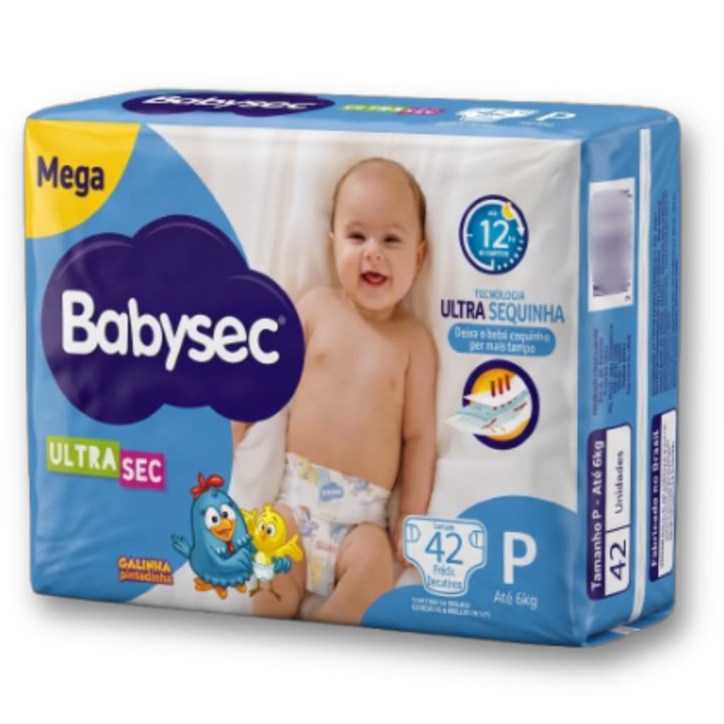 Fraldas Descartaveis Infantil Babysec Ultrasec Galinha Pintadinha Mega - Tam P 42un