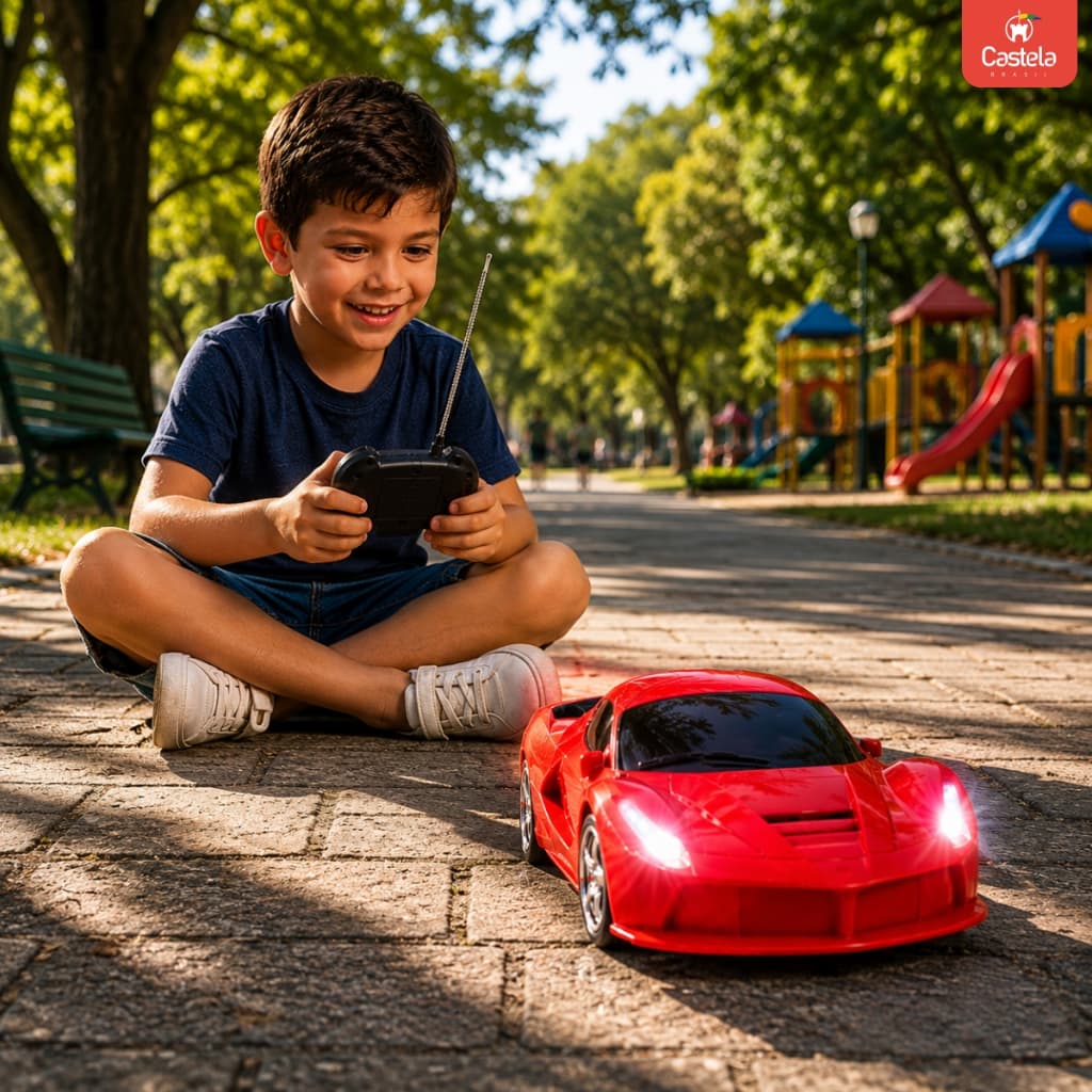 Carrinho de Controle Remoto com 4 Funções Vermelho RC Escala 1:18 - Castela