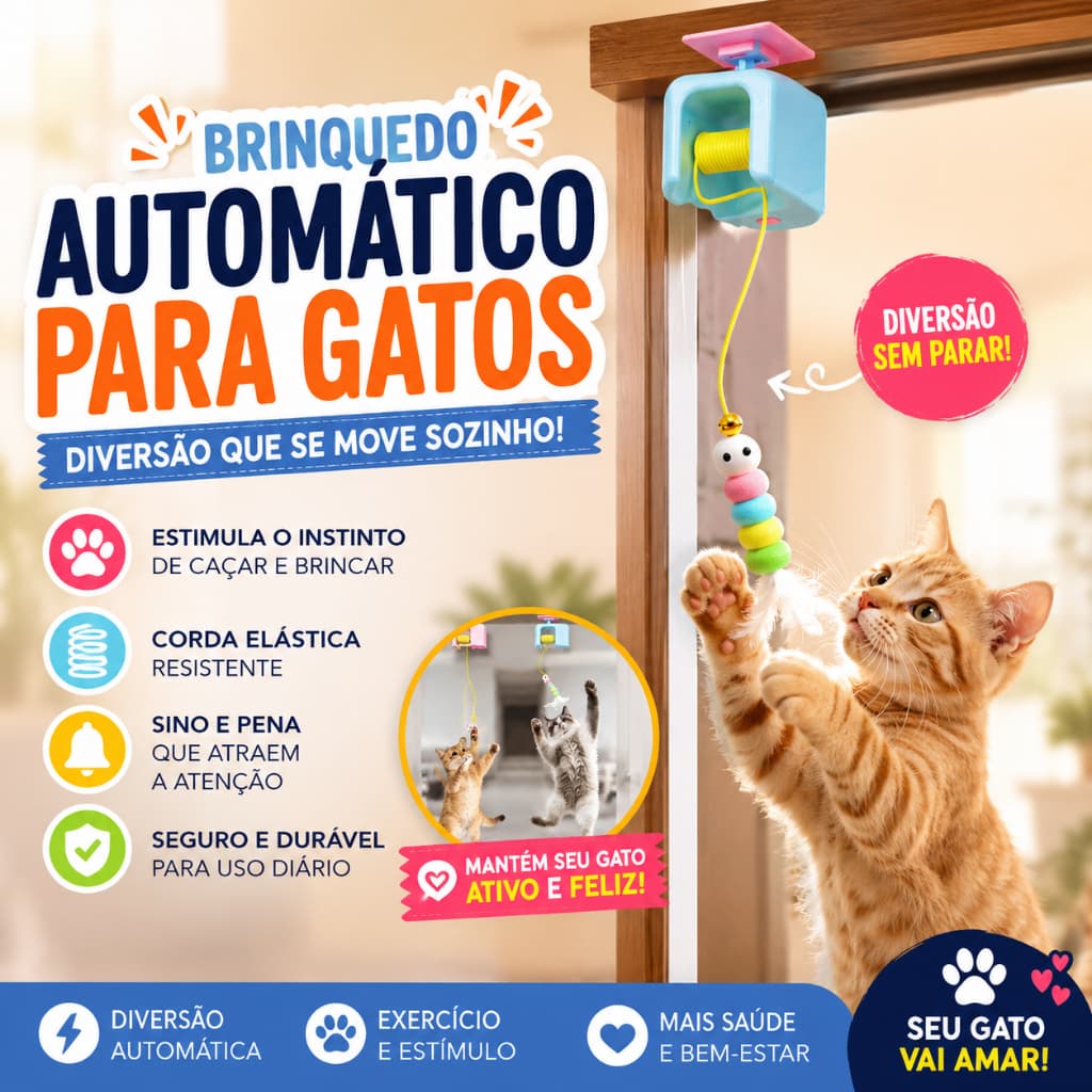 Brinquedo Interativo Elétrico para Gatos Corda Elástica Pássaro Voador Automático Anti Estresse Pet