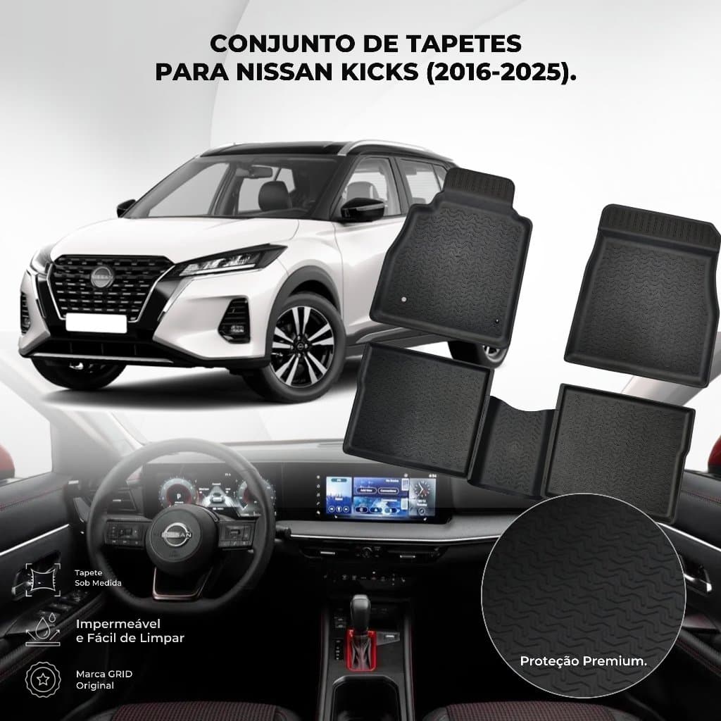 GRID Acessórios- Tapete De Carro Tapete Automotivo Tipo Bandeja Nissan KICKS ANTIGO 2016 - 2025