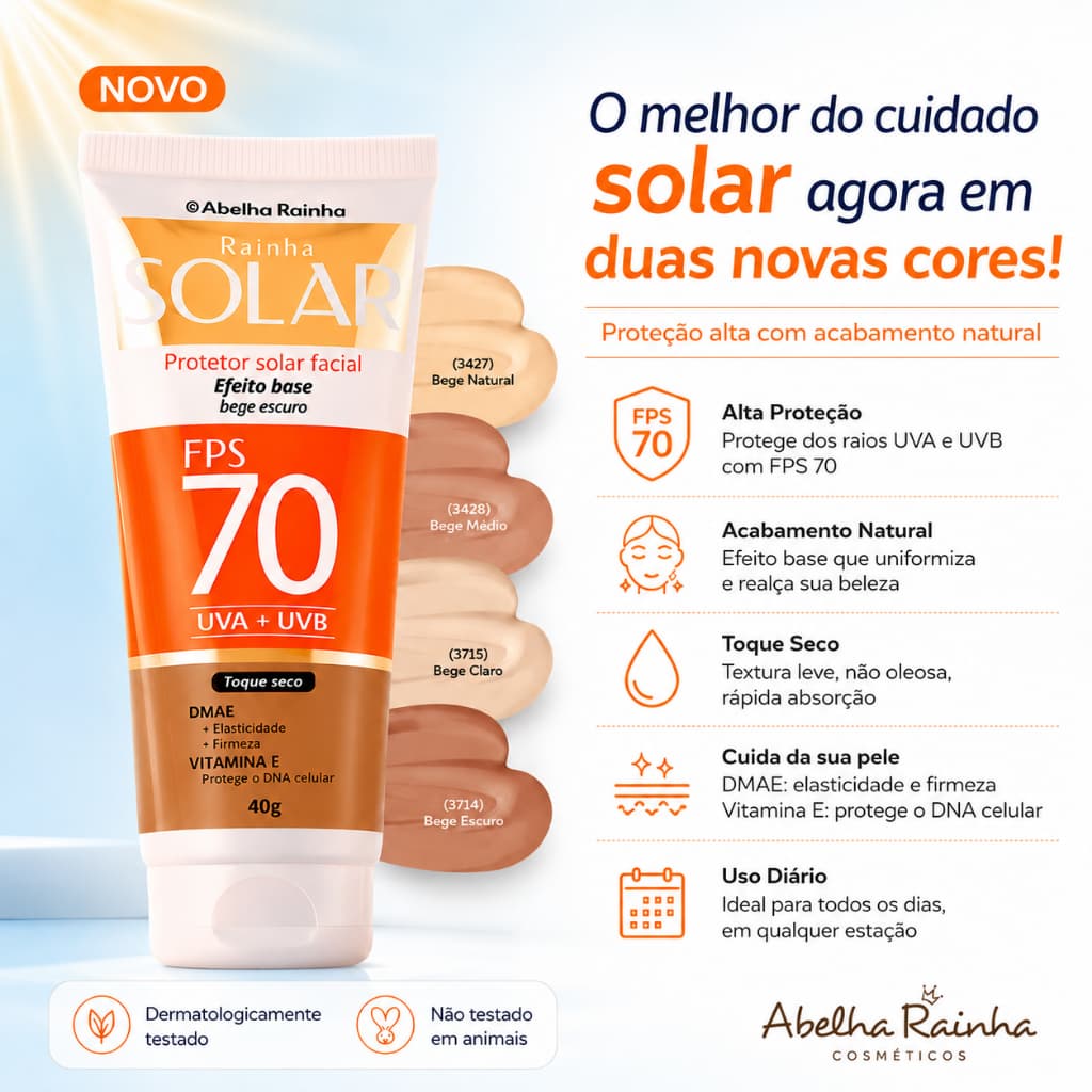 Protetor solar fps 70  cor de Base 40gr Abelha rainha