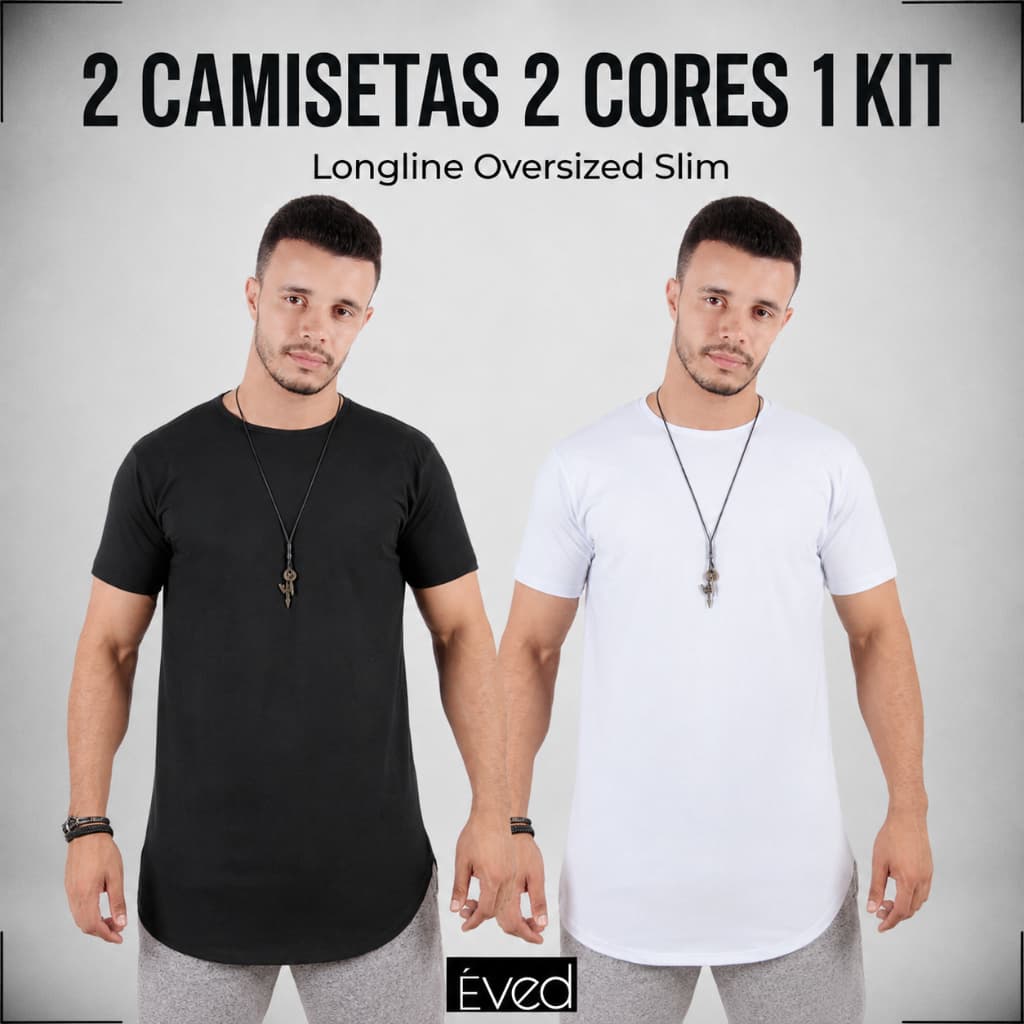 Kit 2 Camiseta Camisa Regata Masculina Longline Lisa Blusa Academia Fitness Treino Musculação