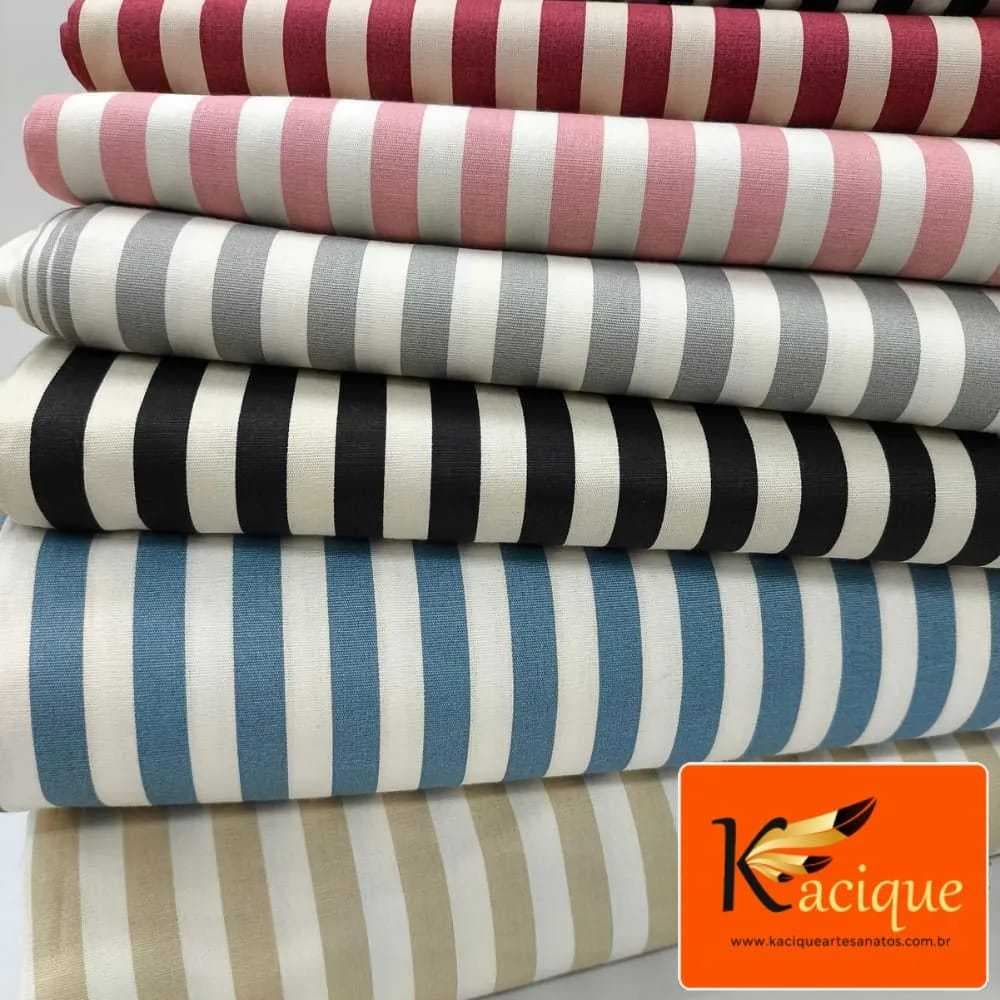 Tecido Tricoline 100% Algodão Listrado | Estampa Listras | 1,50m de Largura/Patchwork,Costura, Artesanato e Decoração
