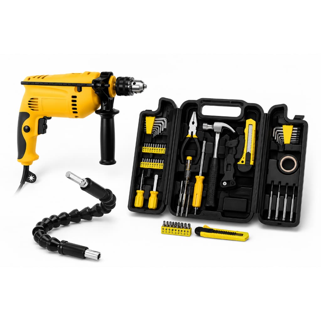 Kit Completo Furadeira 500W + Kit 200 Peças + Extensão Artic