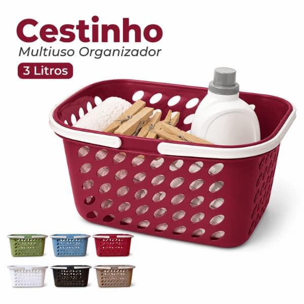 Cesto Organizador Multiuso 3L com Alças Organizador para Armários, Cozinha, Banheiro, Escritório e Comércio