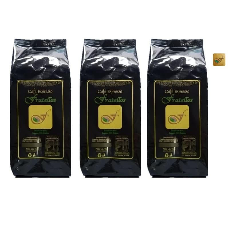 Kit 3 kgs Café torrado em Grãos Fratellos Arábica