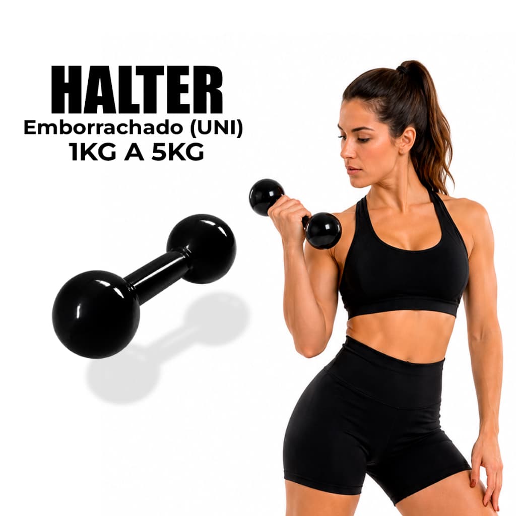 Halter Emborrachado Halteres 1 Kg a 5 Kg Fortalecimento Academia Musculação Supino Peso Exercicios