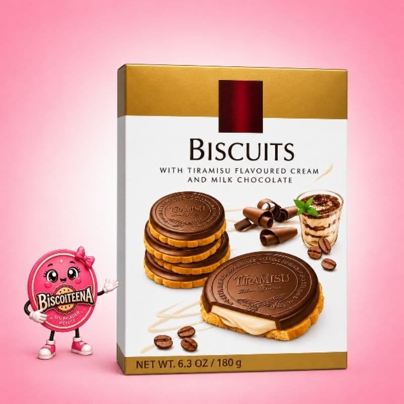 Biscoito de Chocolate Recheado com Creme Tiramisù Tago 180g - importado da Polônia