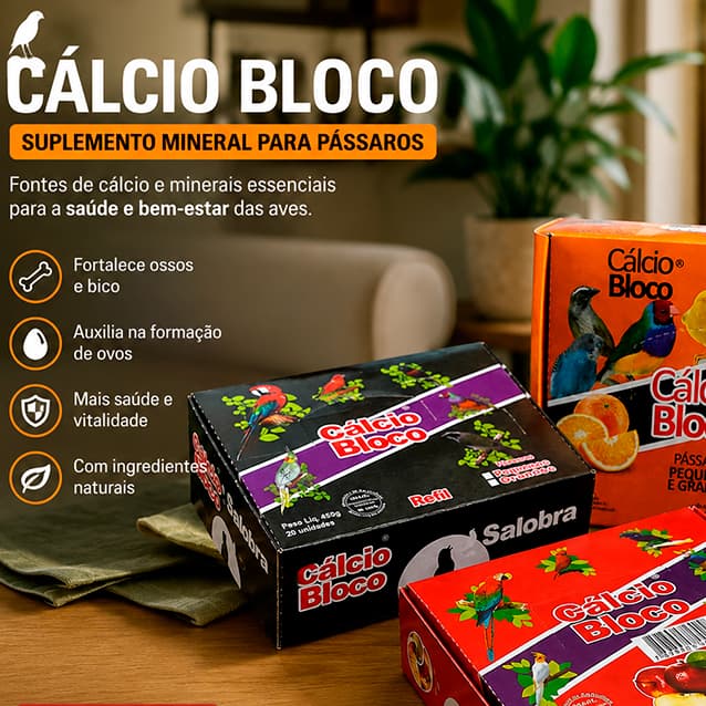 Cálcio Bloco Aves e Pássaros Caixa c/ 20un