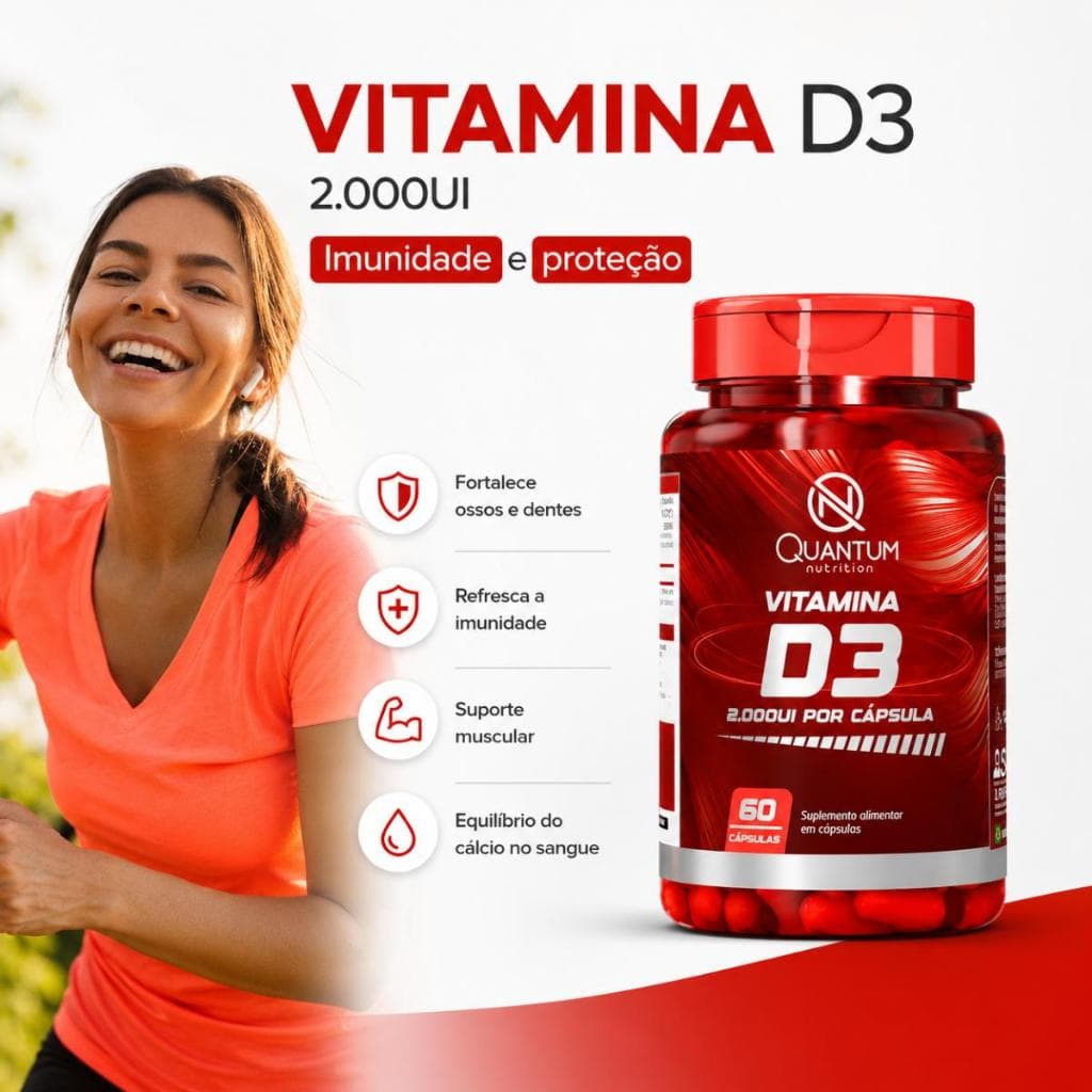 Vitamina D3 2000UI Original Suplemento alimentar Quantum Nutrition