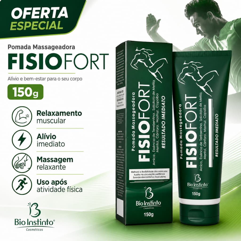 Pomada Massageadora Fisiofort Bio Instinto 150g Relaxamento Muscular Alivio Imediato