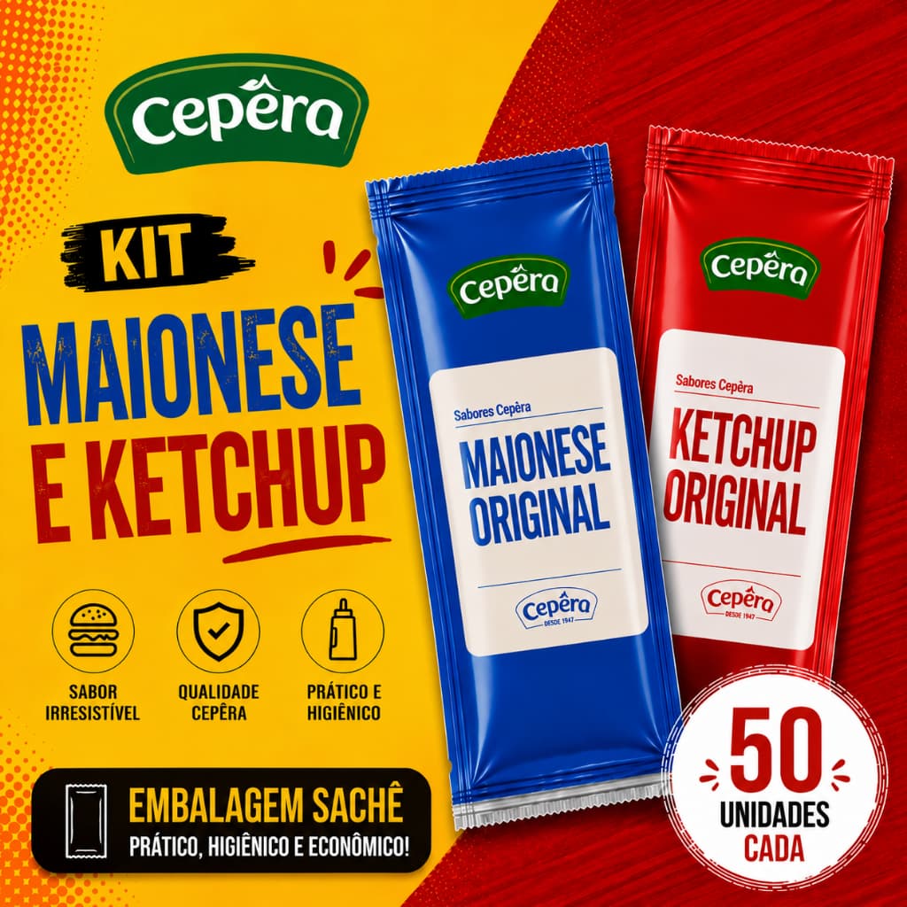 Kit Sachê Maionese e Ketchup para Lanches e Hambúrguer | Condimentos em Porção Individual Ideal para Delivery