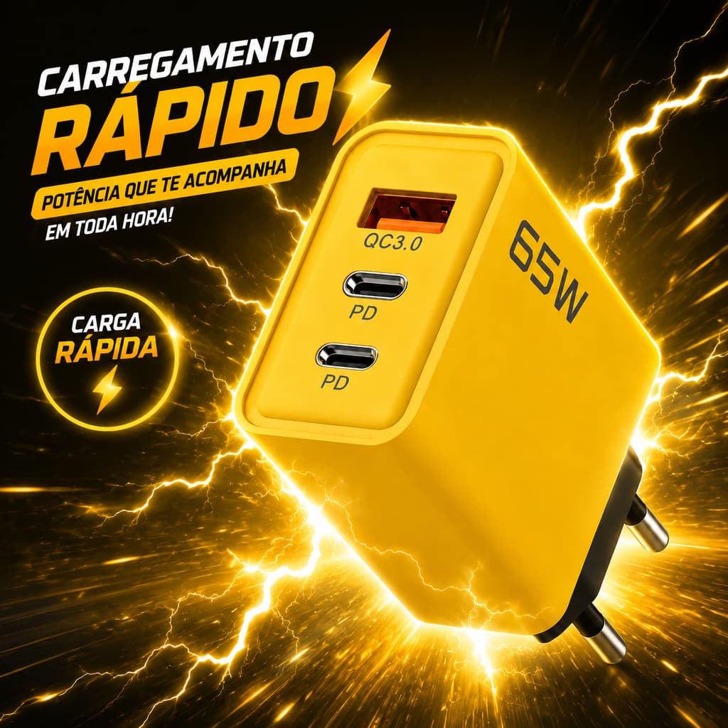 USB C PD Tipo C Carregador de Carregamento Rápido, 65W, PD 3.0, Adaptador de Telefone 2026!