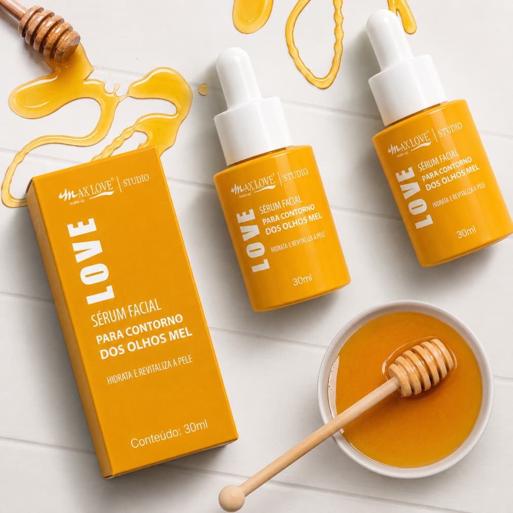 Sérum para contorno dos olhos Max Love, mel, própolis, geleia real, hidratação, anti-idade 30ml