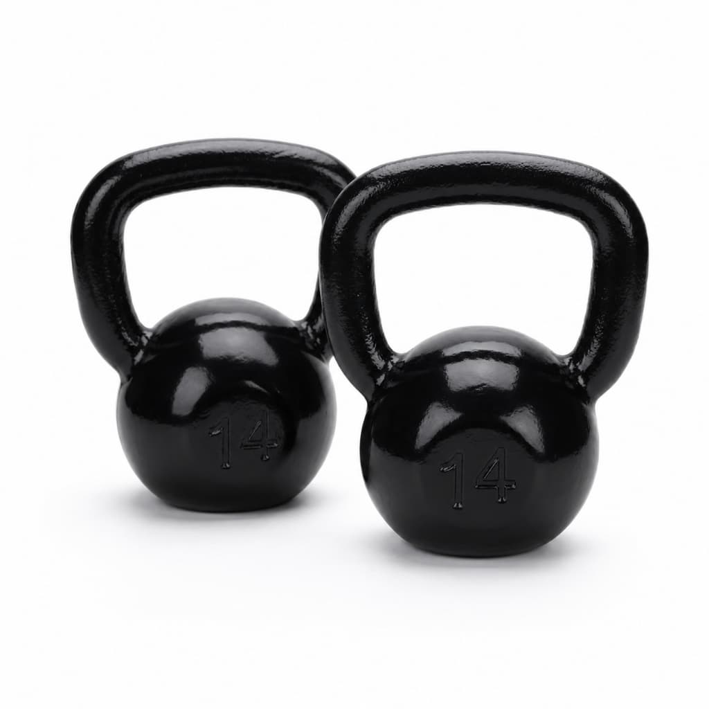 Kit par Kettlebell 14kg Emborrachado Musculação Academia Fitness Treino Funcional Força Resistência Premium