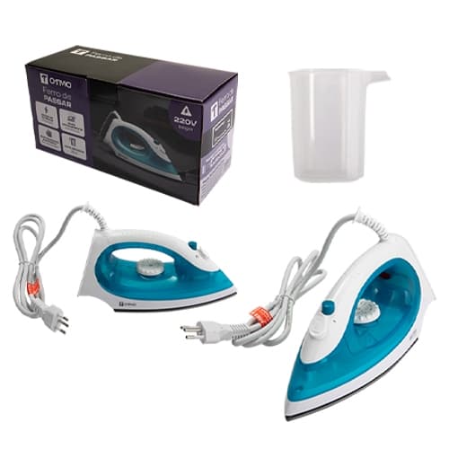 Ferro De Passar A Vapor Base Antiaderente 1400W De Potência Design Moderno Empunhadura Anatômica Copo Medidor 70ml