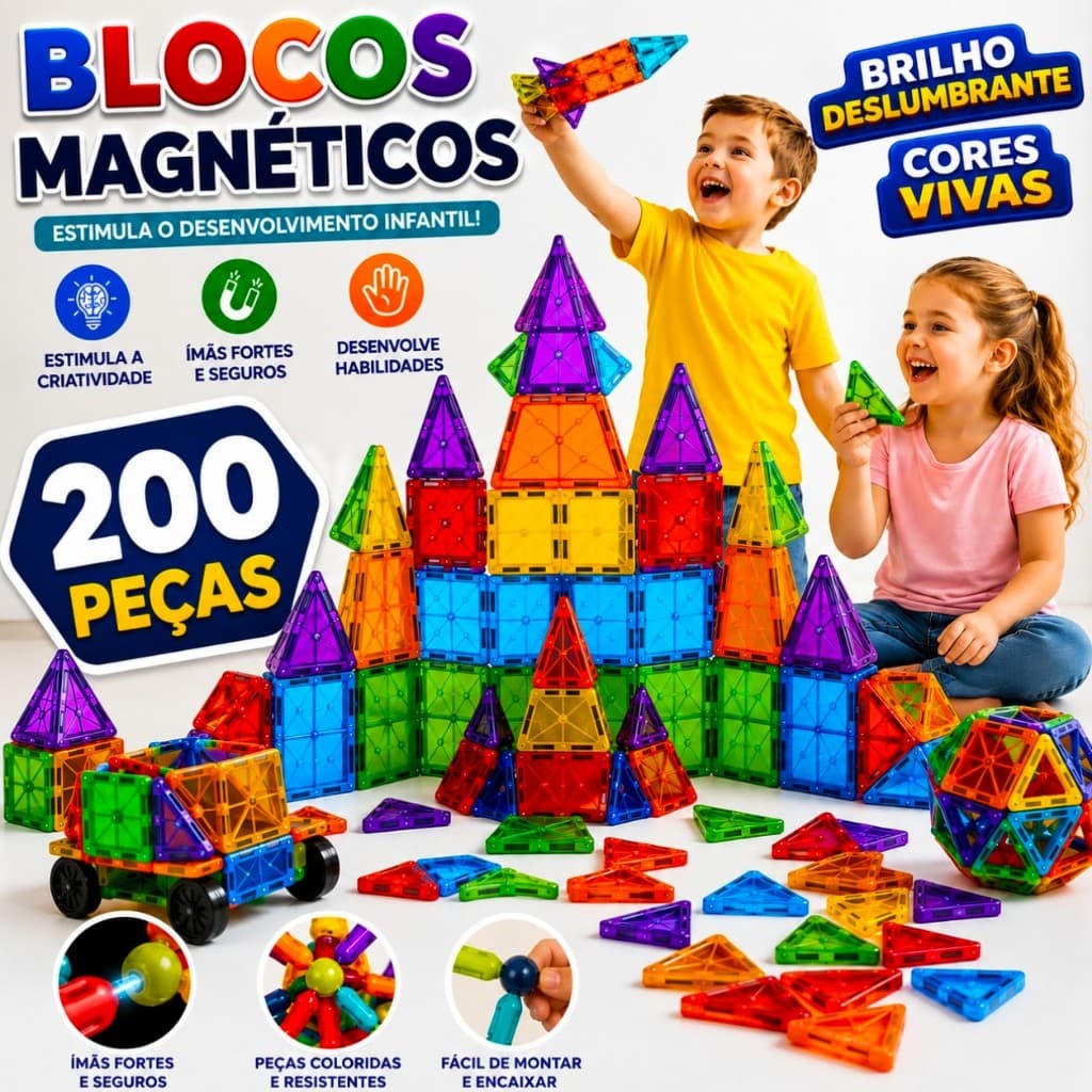 Blocos 3D Magnéticos De Montar Brinquedo Infantil Construção Educativo 3D Mini monta monta