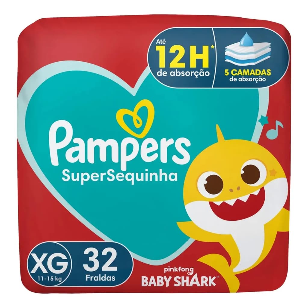 Fralda Infantil Pampers Supersec Mega 11 A 15 Kg Xg 32 Unids - fralda para criança