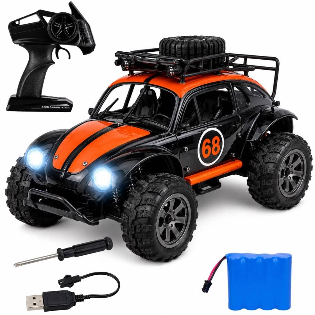 Carrinho Controle Recarregável com LED Alcance de 18 Metros Off Road 2.4GHz Controle Remoto
