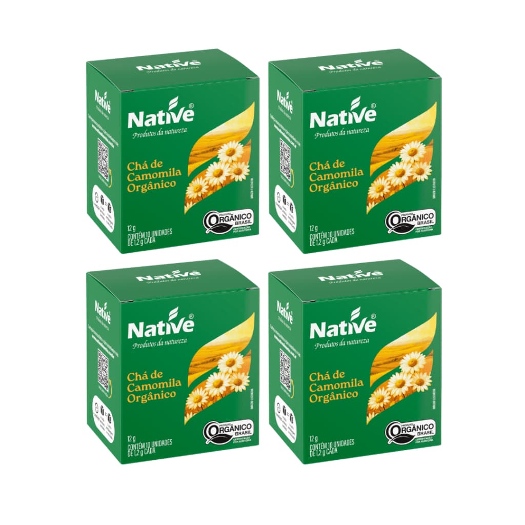 Kit 4 Chá De Camomila Orgânico Native 10 Sachês 12g
