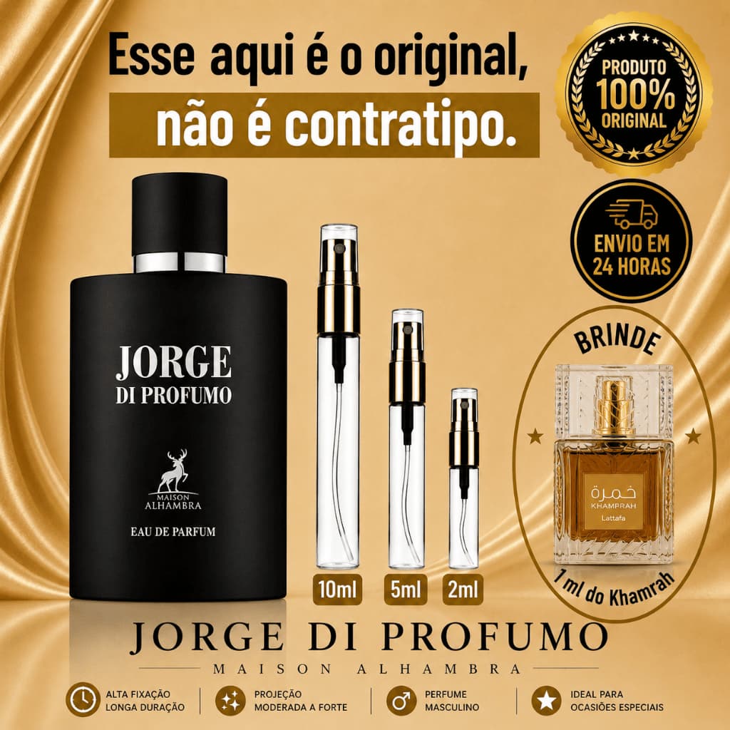 Jorge di Profumo Perfume Árabe Masculino   100% ORIGINAL - Importado - Alta Fixação - Fresco / Aromático - Alta Projeção