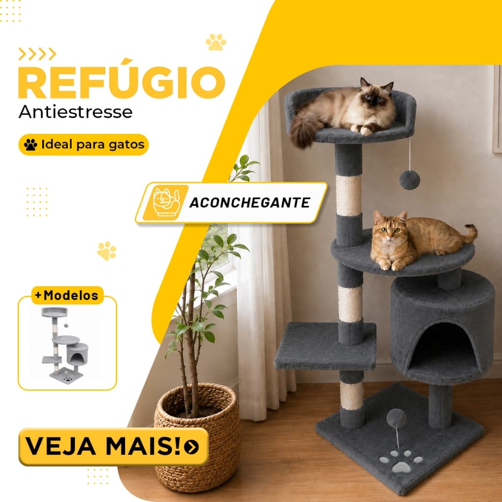 Arranhador Para Gatos 5 Andares Torre Com Casinha Poste E Brinquedo Pet