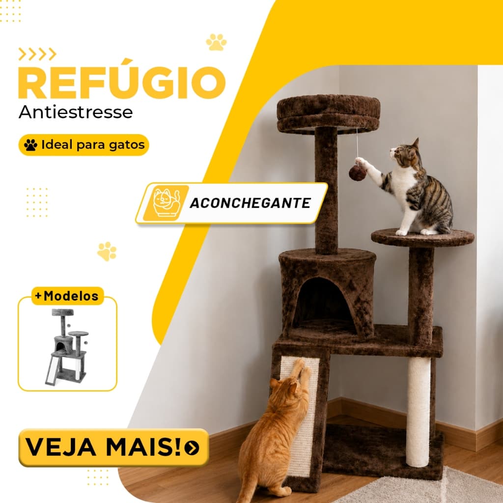 Arranhador Torre Para Gato Grande Com Rampa Poste Sisal Casinha Toca Brinquedo 130x52x37cm