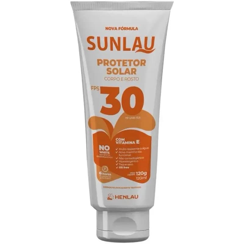 PROTETOR SOLAR CORPO E ROSTO SUNLAU FPS30 120g COM VITAMINA E