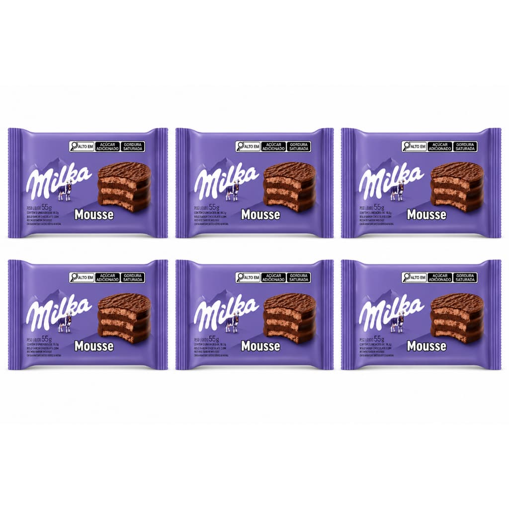 Alfajor Milka Mousse Ao Leite 55g Kit C/6 Unidades Importado