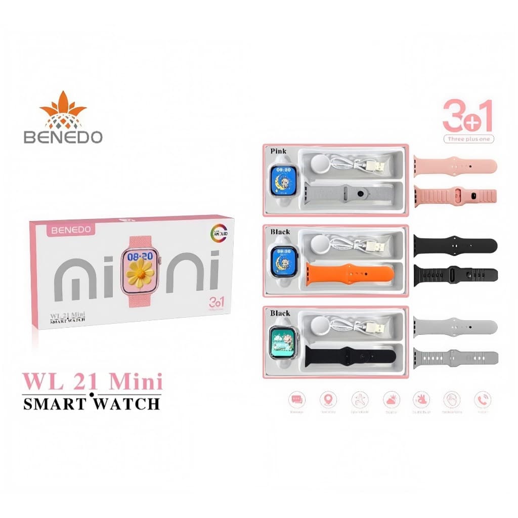 Smart Watch relógio digital feminino WL21-mini(38mm) 3 Pulseiras inteligente 2026 serie 12 Esportes