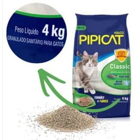 Areia Sanitária Higiênica Bentonita Gato Pipicat Classic 4kg