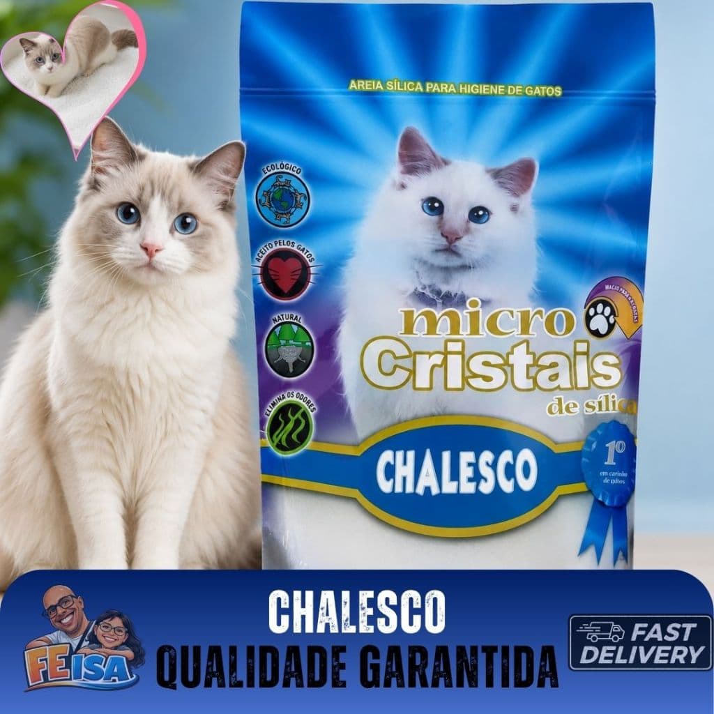 Areia sanitária micro cristais de sílica fina para gatos Chalesco 1.8kg