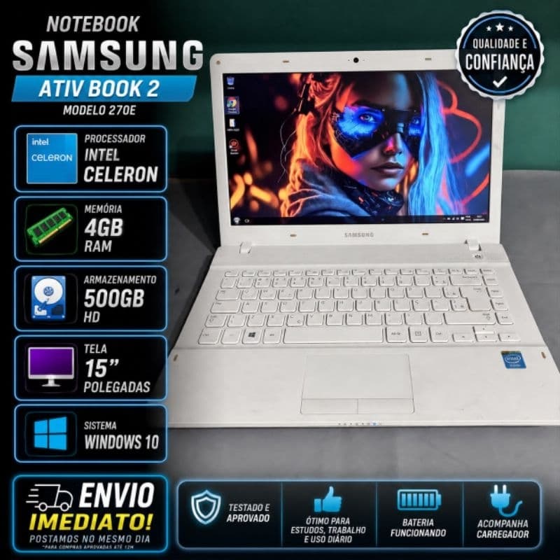 Notebook Samsung AtiV book 2 Intel Celeron 4GB RAM Estudar Trabalhar Navegar Ótimo