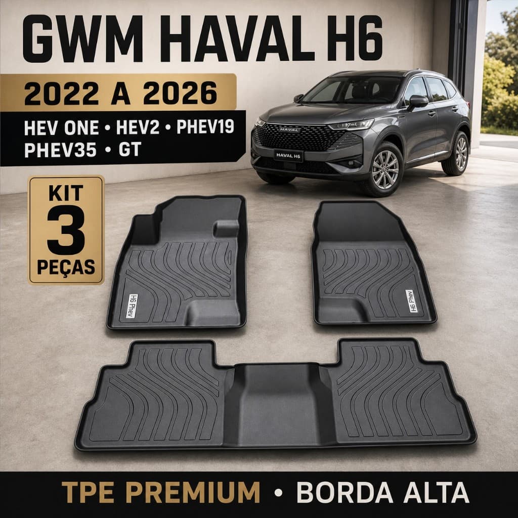 Jogo De Tapetes GWM Haval Com 3 Peças Premium Bandeja Borda Alta De Borracha Tpe 3D 2022 - 2026