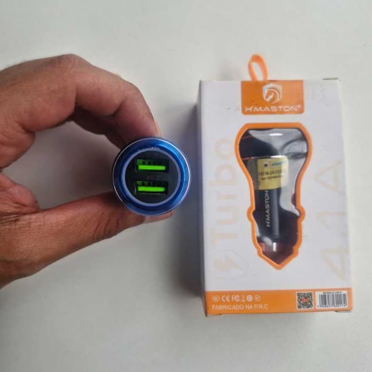 Carregador Veicular Hmaston L02-4 4.1A 2 USB Carregador Turbo Celular Carro