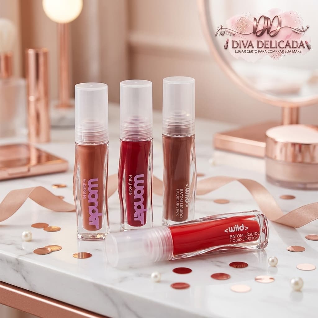 Batom Líquido Matte Wild Wonder HBL6208 Ruby Rose Efeito Blur Aveludado Cor Intensa Acabamento Matte Longa Duração