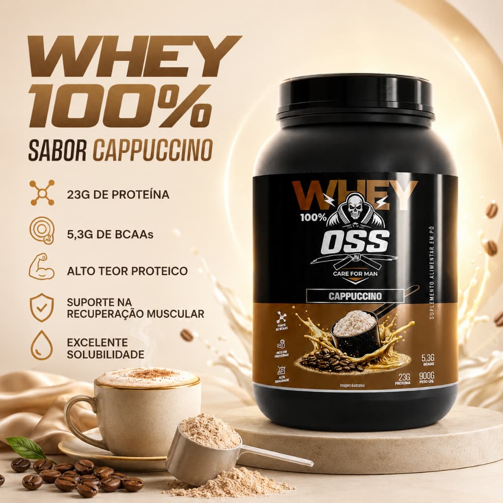 Whey Protein 100% Gourmet 900g Alta Performance | Cappuccino, Baunilha, Chocolate, Morango, Cookie & Doce de Leite