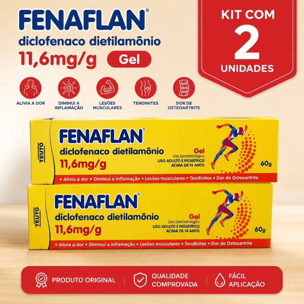 kit 2 unidades - Fenaflan Gel 60g - diclofenaco dietilamônio - Original