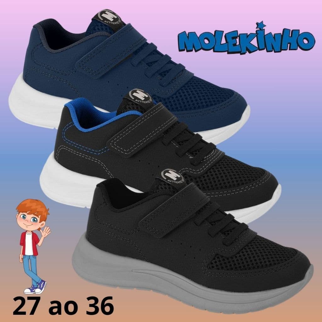 Tenis casual Escolar Esportivo Menino Infantil  Molekinho