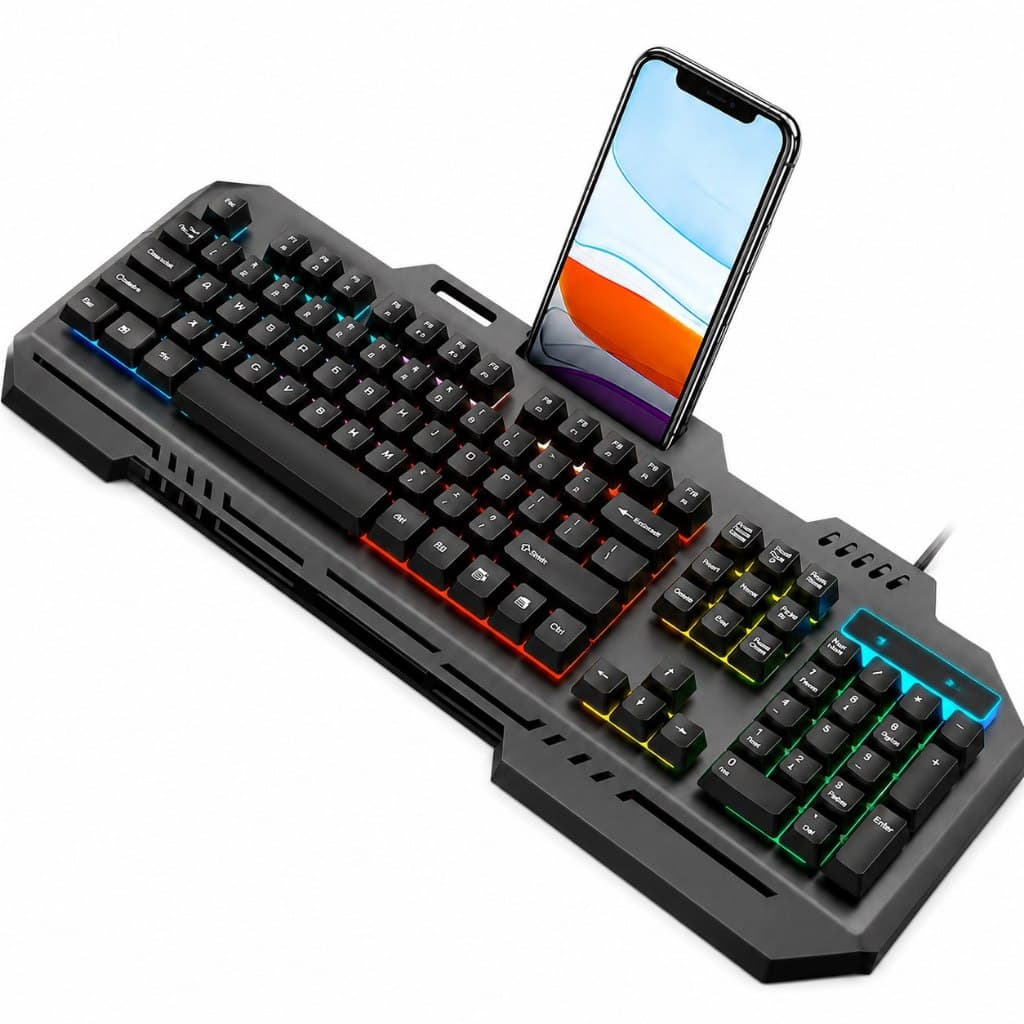 Teclado Gamer LED RGB Semi Mecânico Base Metal Profissional USB Luminoso