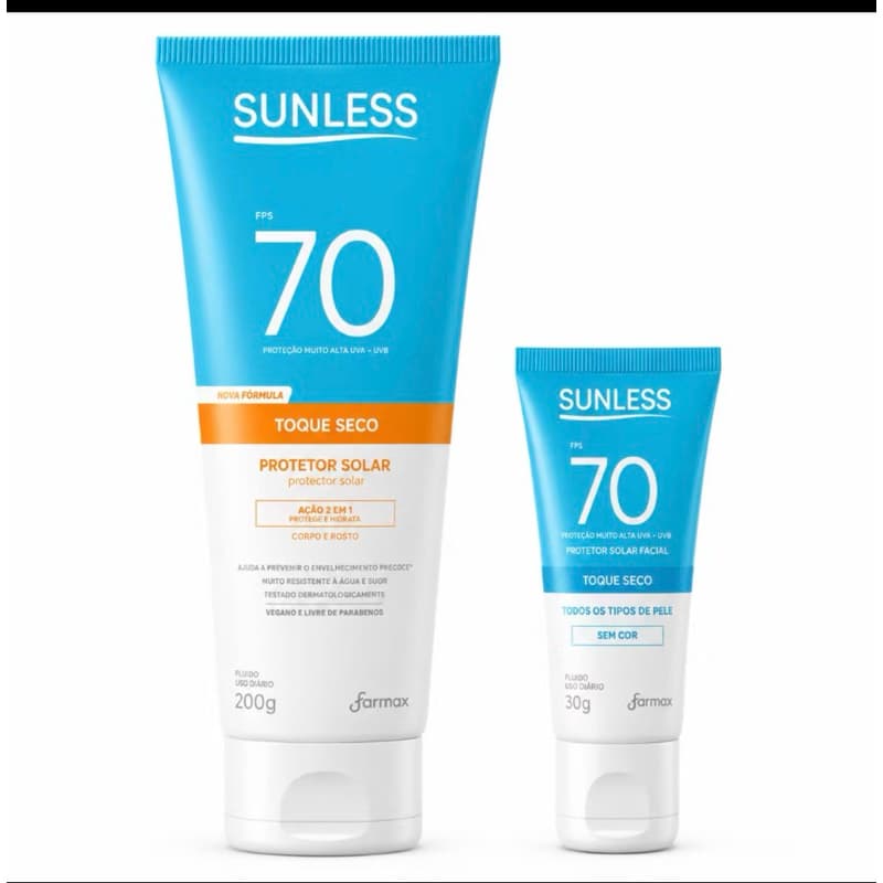 Protetor Solar Corporal e Facial 30g Sunless Toque Seco Pele Verão Proteção Total