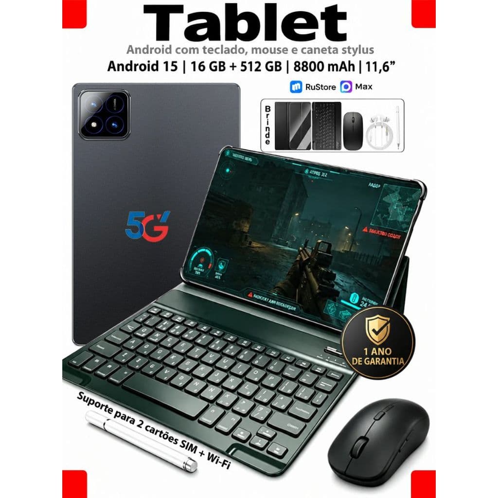 Tablet Pc Pad 7 Android 15 512gb Memory 16gb Ram 11.6 Inches Tablet 5G Bateria 8800mAh 5G