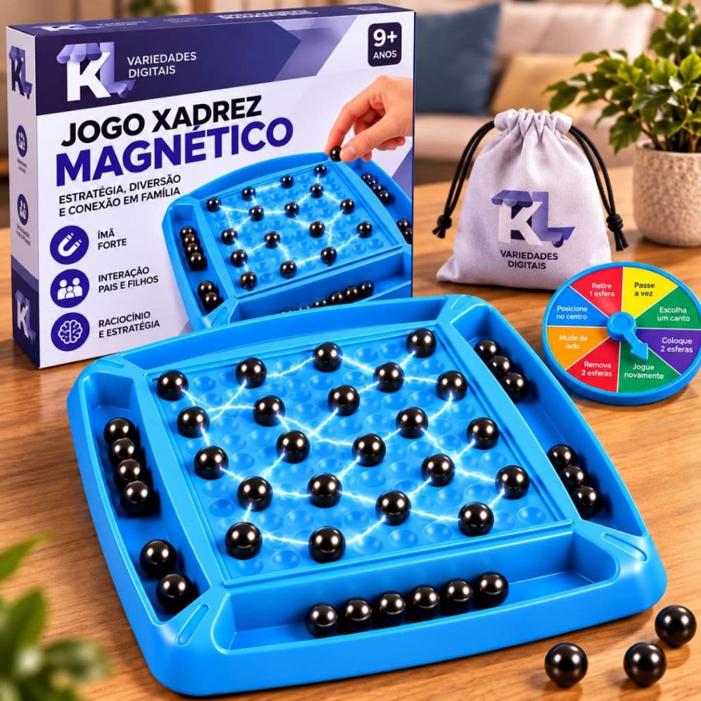 Jogo Xadrez Magnético Tabuleiro 32 Esferas Educativo Lógica Criança Família Damas Portátil Brinquedo Educativo