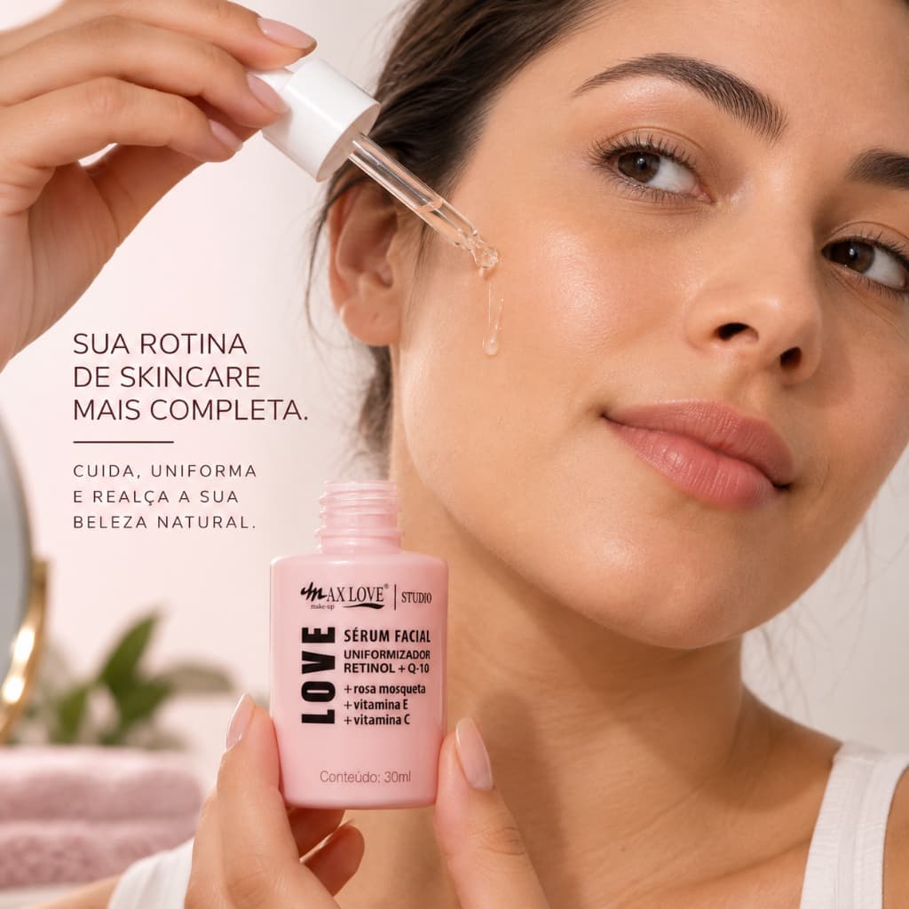 Sérum Facial Max Love Uniformizador Retinol Q10 Rosa Mosqueta Vitamina C 30ml