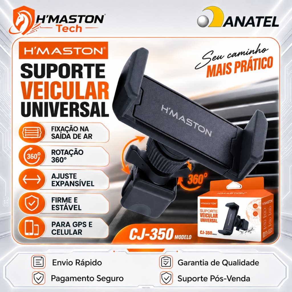 H'Maston CJ‑350 Suporte Celular Saída De Ar Suporte Celular Carro Suporte Para Celular Carro Porta Celular Carro