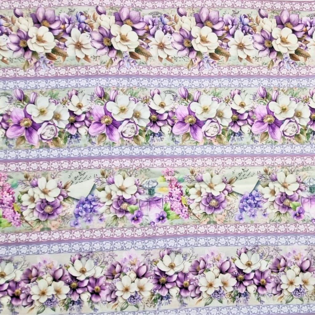 Tecido Patchwork Digital (60 cm) Barrado Encanto Lilás RV40/63