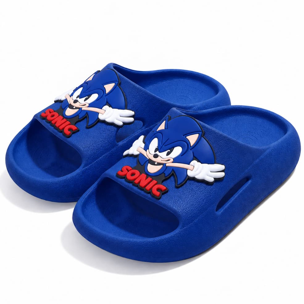 Chinelo Nuvem Infantil Masculino do Sonic Leve e Confortável Slide de Menino Escolar Antiderrapante