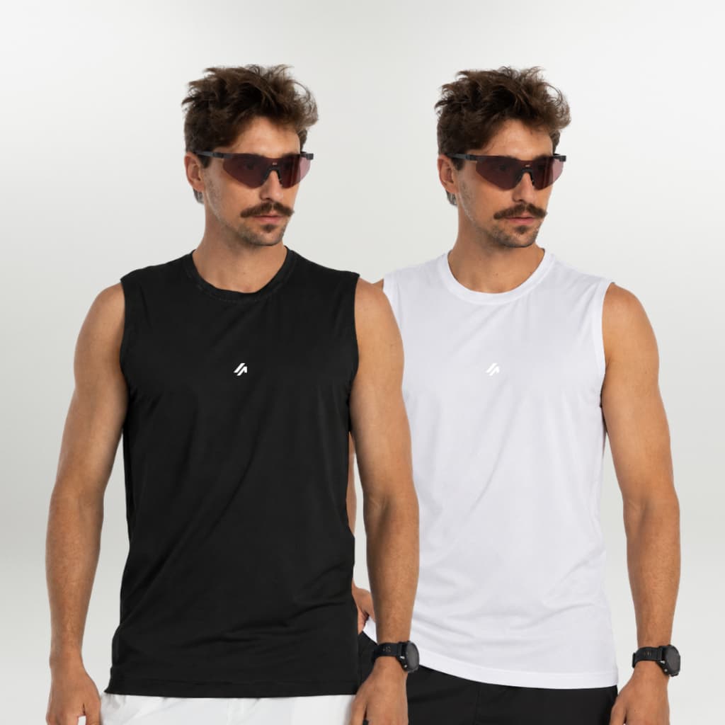 Kit 2 Regatas Masculinas Machão Dry Fit Poliamida Academia Treino Musculação Corrida