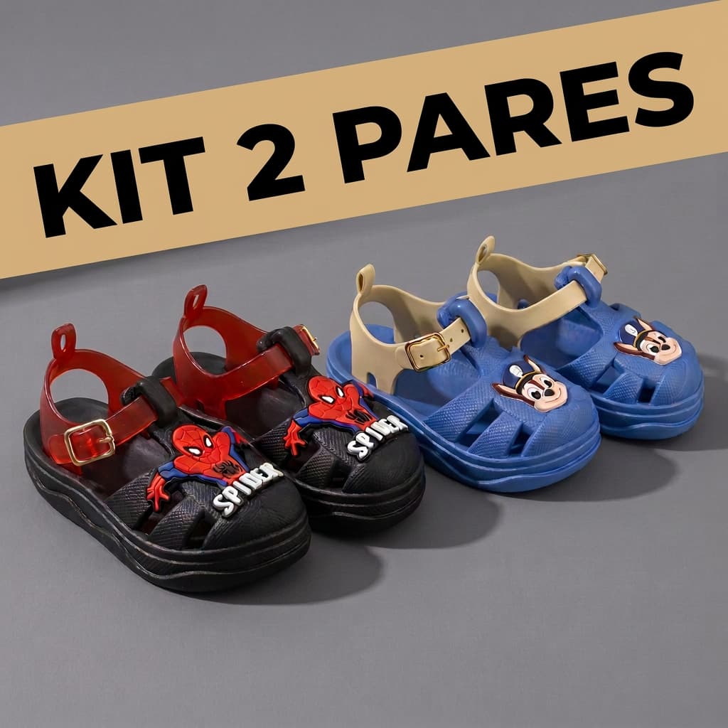 Kit 2 Pares Sandália Babuche Infantil Menino Confortável